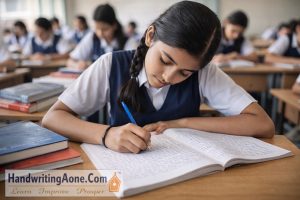 High school student practicing handwriting improvement and writing speed training for 8th and 9th grade at HandwritingAone.com