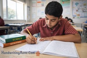 Student improving handwriting clarity and writing speed for 5th 6th and 7th grade at HandwritingAone.com