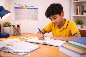 student studying with timetable and organized study plan to improve academic focus