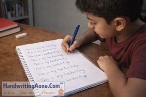 young student practicing handwriting sentences repeatedly to improve writing clarity taught by HandwritingAone.Com