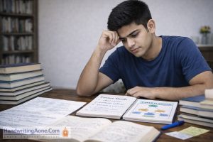 teenage student thinking seriously about studies and career planning