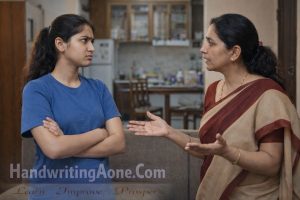 teenage girl arguing with mother about studies and responsibilities at home